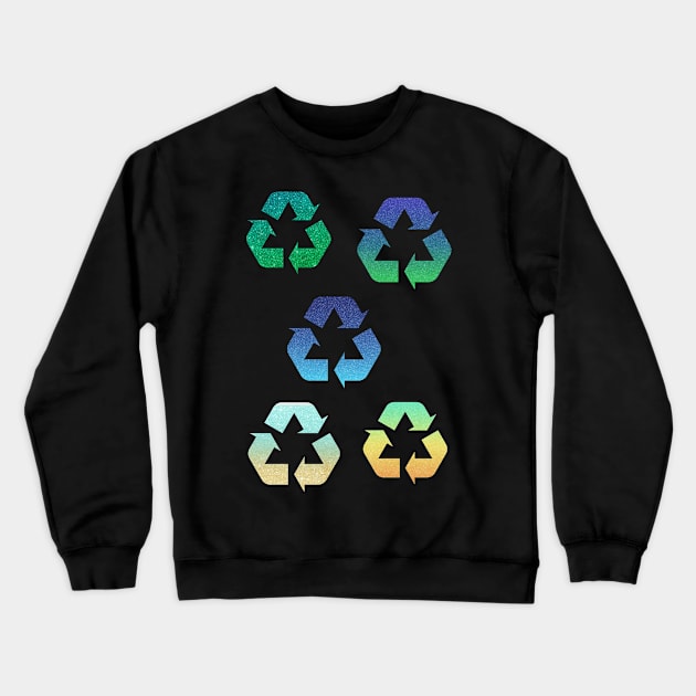 Ombre Faux Glitter Recycle Symbol Pack Crewneck Sweatshirt by Felicity-K